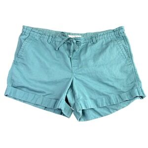 Ann Taylor LOFT 12 Teal Blue Linen Blend Riviera Shorts Drawstring Casual Modern